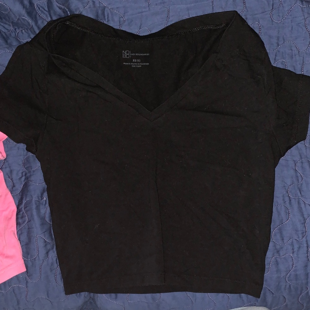 Black V-Neck Women's Top